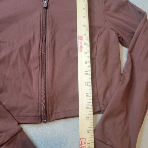 Balance Athletica Cropped Zip Up Jacket Size Medium Brown - Picture 2 of 8